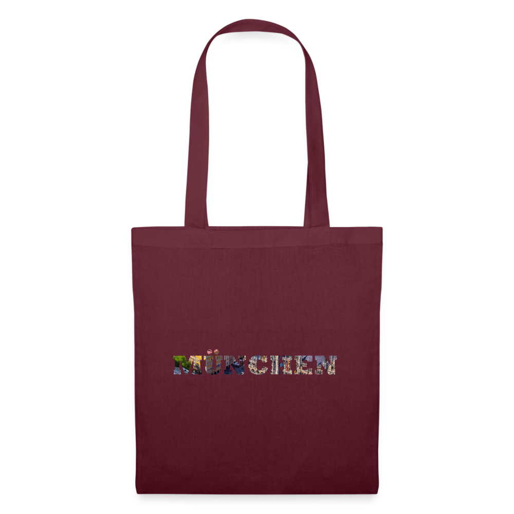 Tote Bag München "Bold Marienplatz" - Burgunderrot