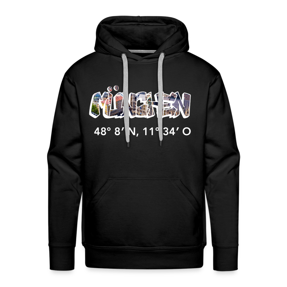 Hoodie München "Graffiti Marienplatz GPS" Bright Edition - Schwarz