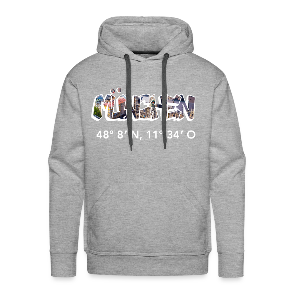 Hoodie München "Graffiti Marienplatz GPS" Bright Edition - Grau meliert