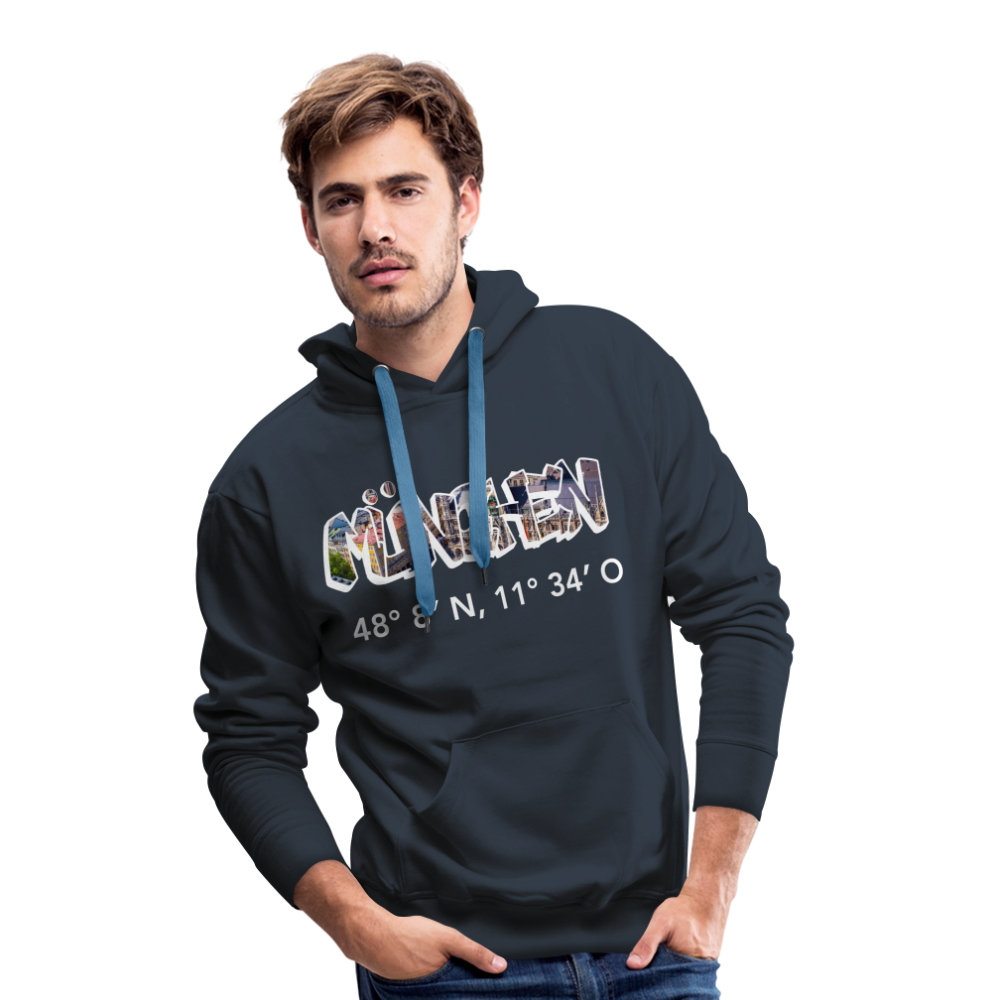 Hoodie München "Graffiti Marienplatz GPS" Bright Edition - Navy