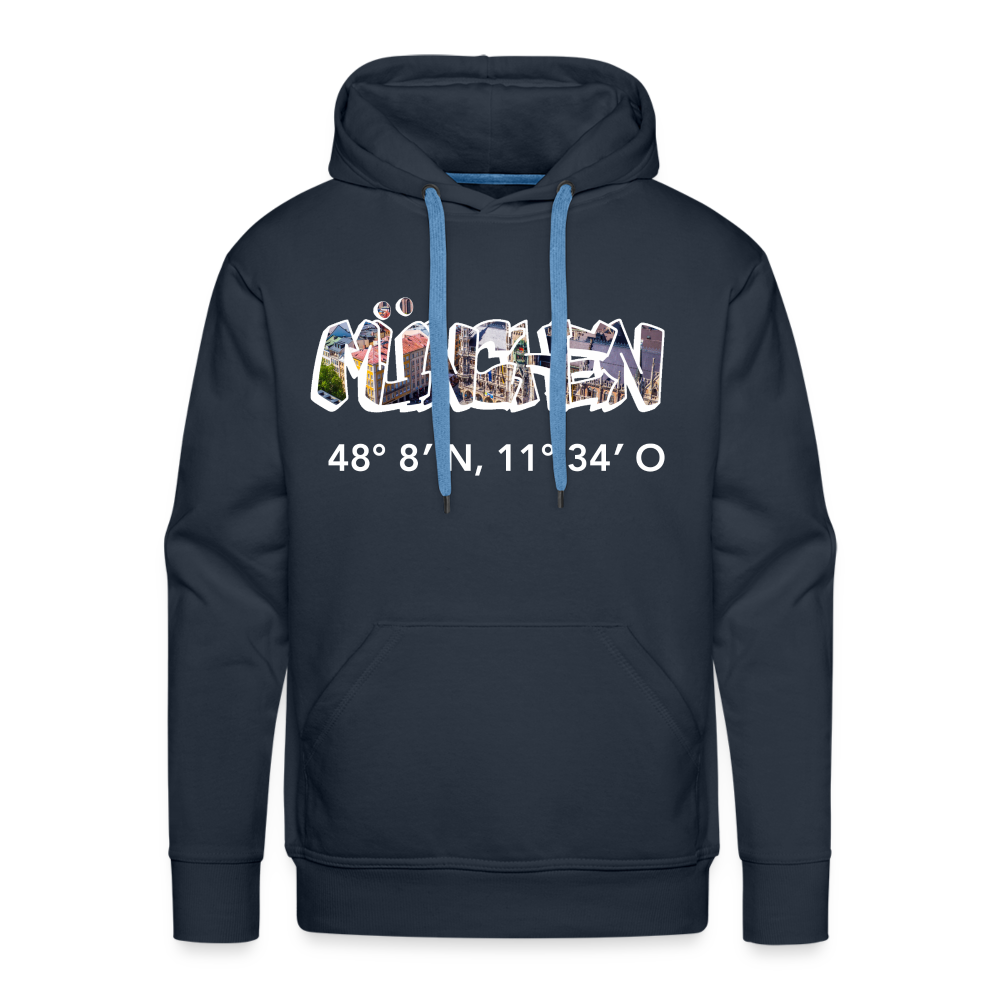 Hoodie München "Graffiti Marienplatz GPS" Bright Edition - Navy