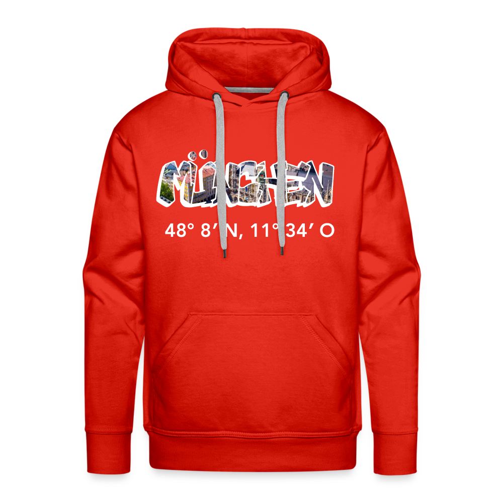 Hoodie München "Graffiti Marienplatz GPS" Bright Edition - Rot