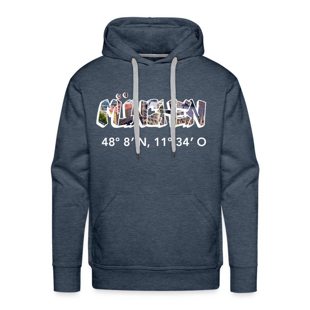 Hoodie München "Graffiti Marienplatz GPS" Bright Edition - Jeansblau