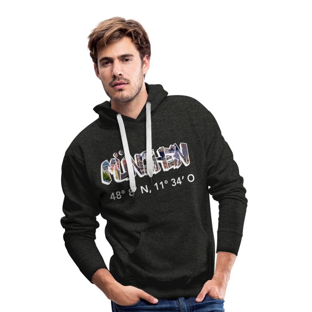 Hoodie München "Graffiti Marienplatz GPS" Bright Edition - Anthrazit