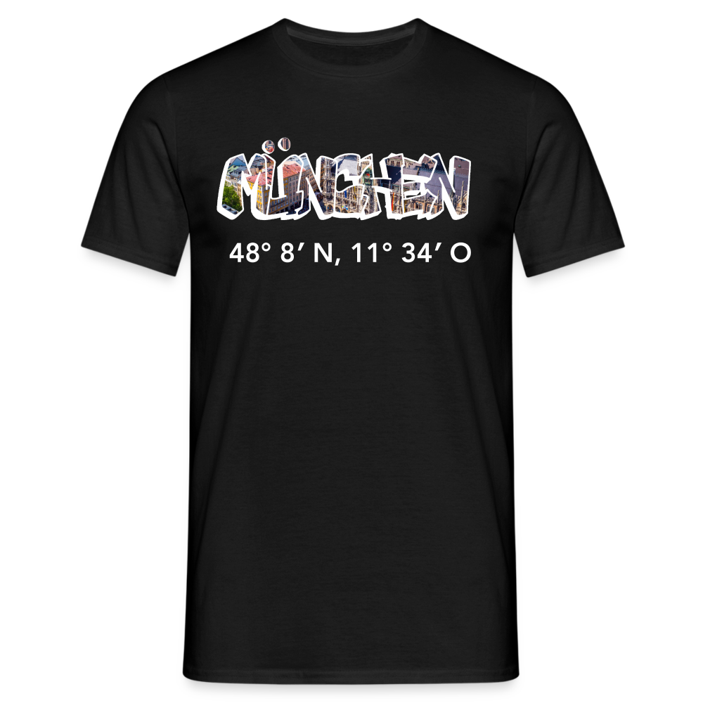 T-Shirt München "Graffiti Marienplatz GPS" Bright Edition - Schwarz