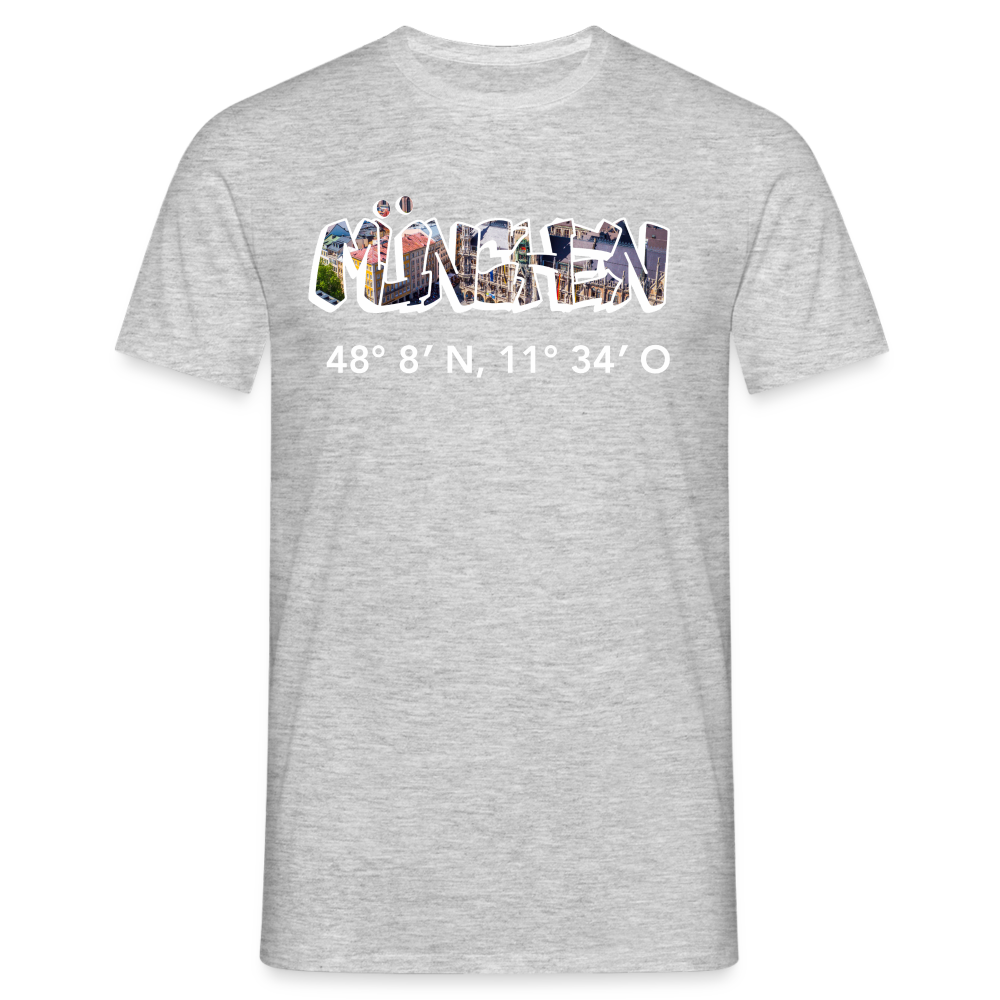 T-Shirt München "Graffiti Marienplatz GPS" Bright Edition - Grau meliert