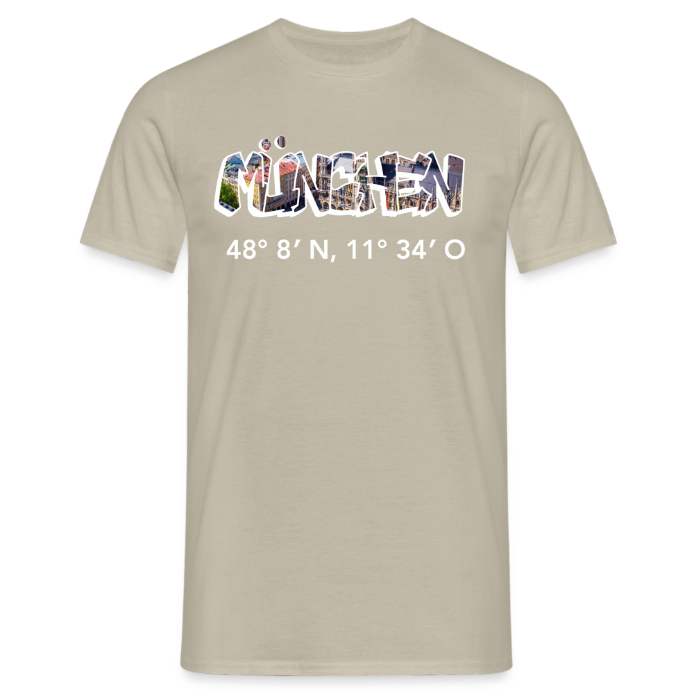 T-Shirt München "Graffiti Marienplatz GPS" Bright Edition - Sandbeige