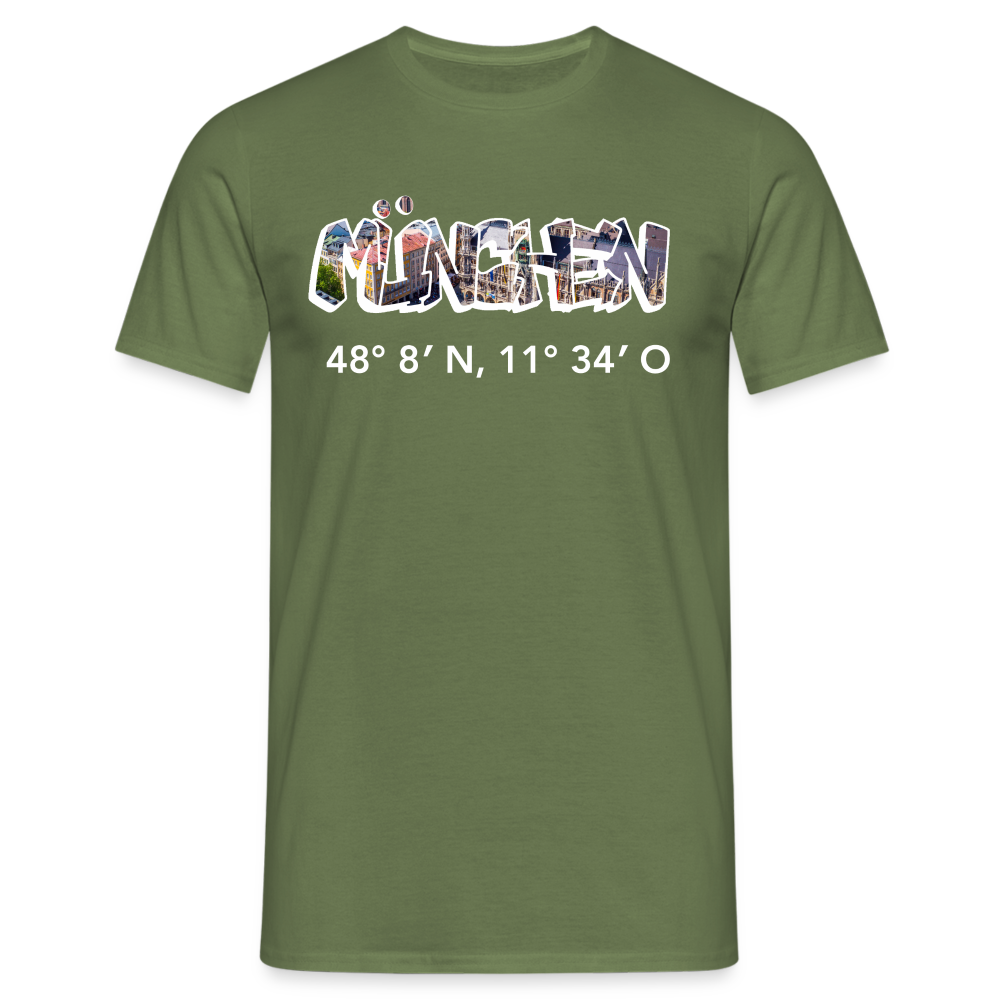T-Shirt München "Graffiti Marienplatz GPS" Bright Edition - Militärgrün