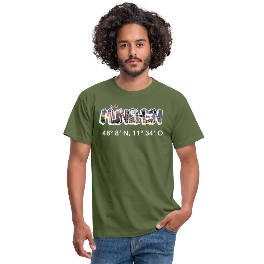 T-Shirt München "Graffiti Marienplatz GPS" Bright Edition - Militärgrün