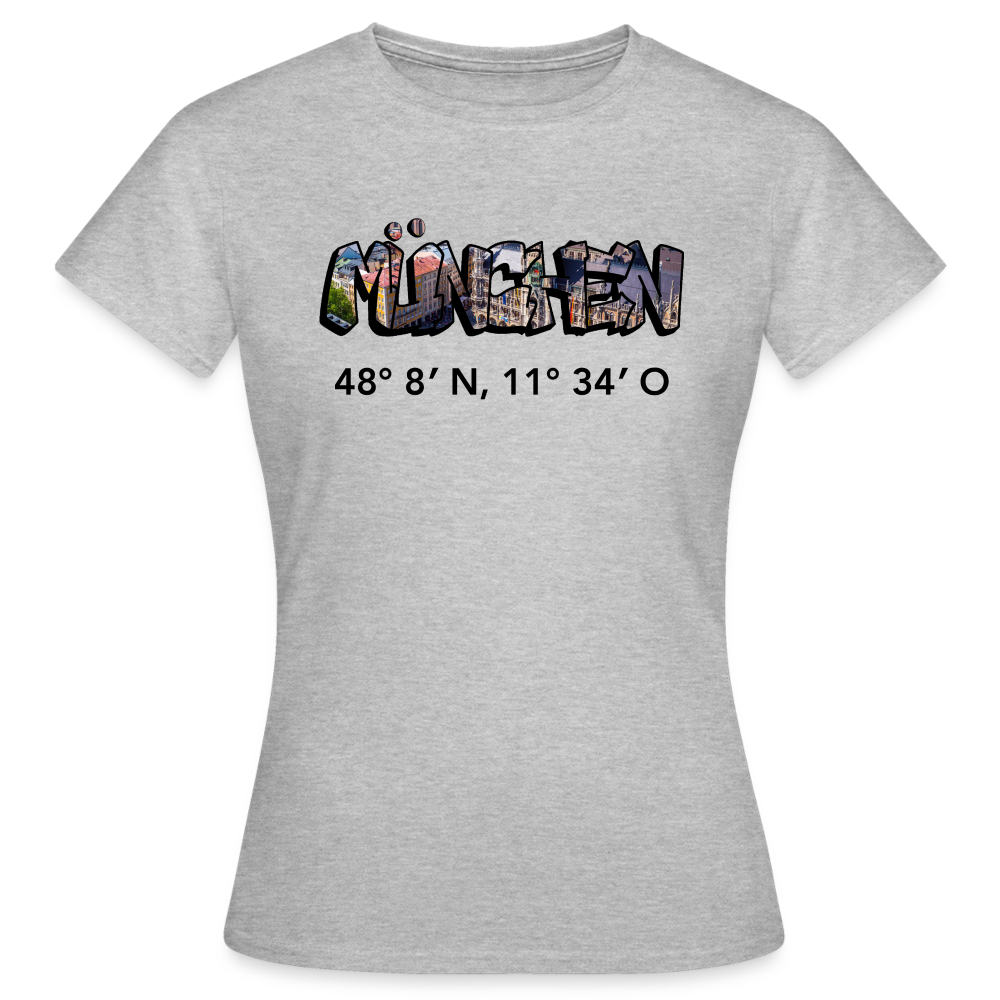 T-Shirt Ladies München "Graffiti Marienplatz GPS" - Grau meliert