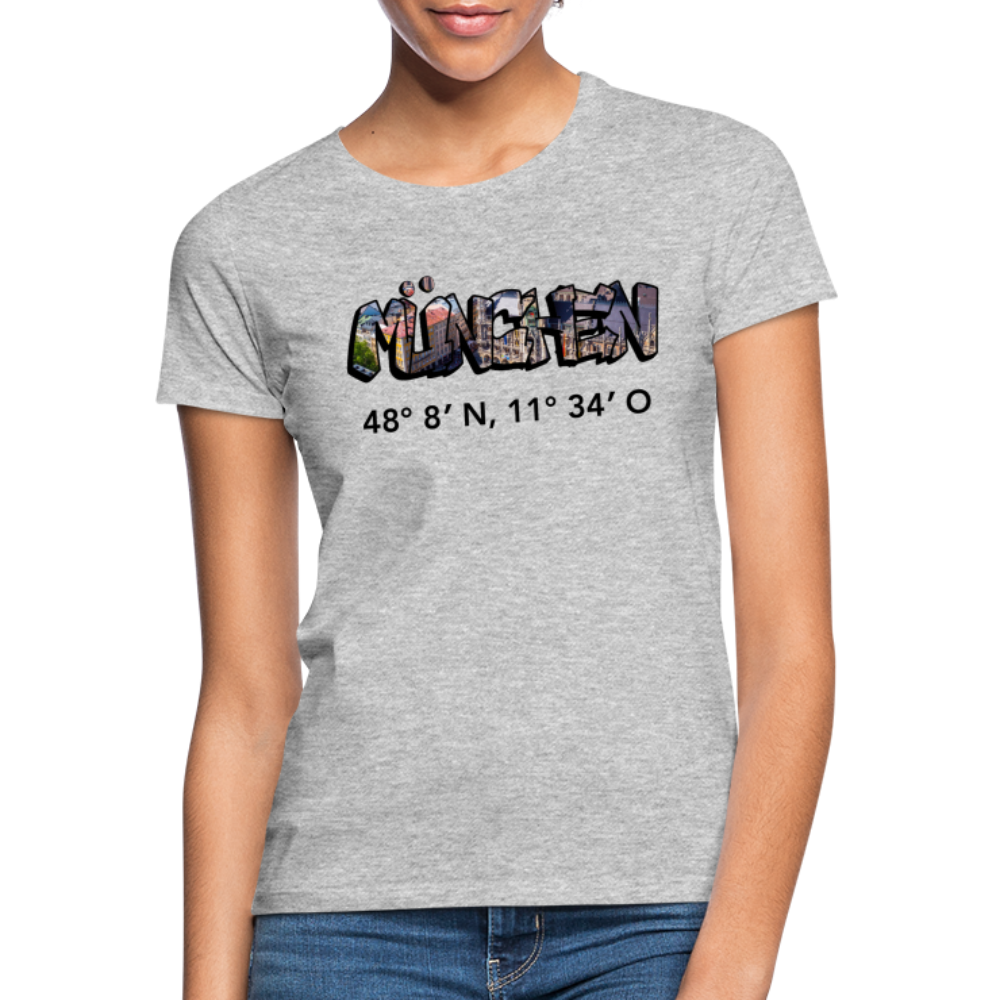 T-Shirt Ladies München "Graffiti Marienplatz GPS" - Grau meliert