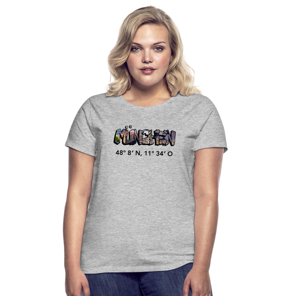 T-Shirt Ladies München "Graffiti Marienplatz GPS" - Grau meliert