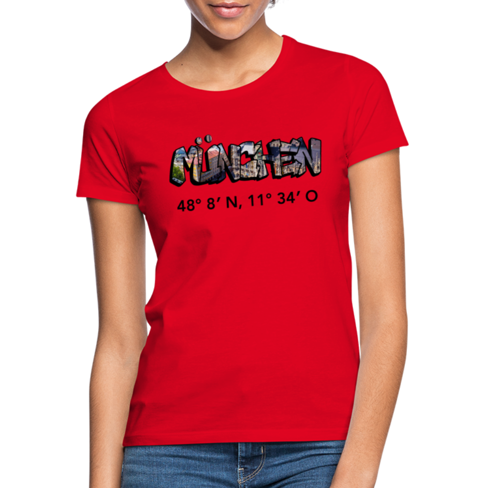 T-Shirt Ladies München "Graffiti Marienplatz GPS" - Rot