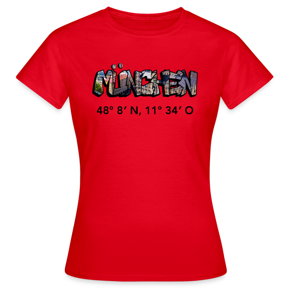 T-Shirt Ladies München "Graffiti Marienplatz GPS" - Rot