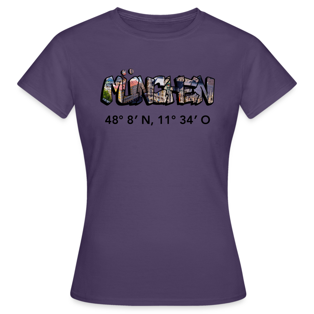 T-Shirt Ladies München "Graffiti Marienplatz GPS" - Dunkellila