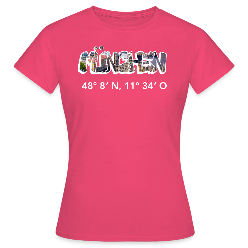 T-Shirt Ladies München "Graffiti Marienplatz GPS" Bright Edition - Azalea