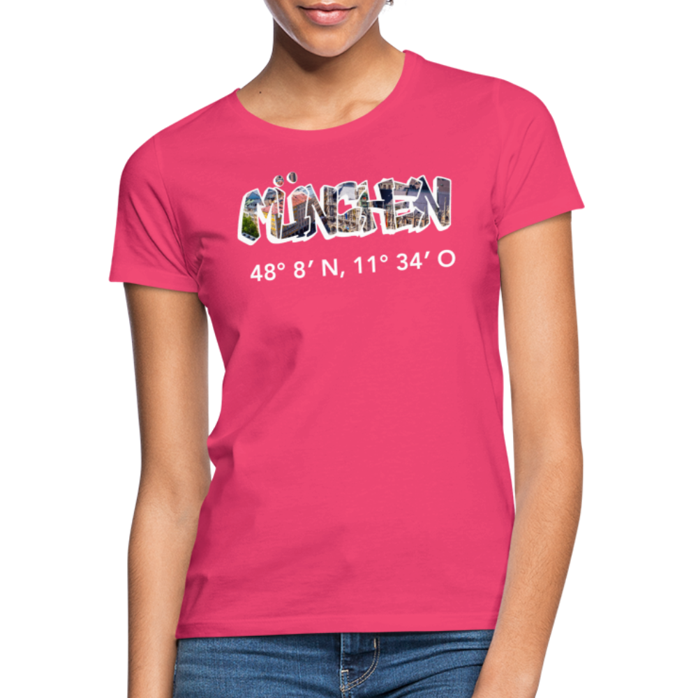 T-Shirt Ladies München "Graffiti Marienplatz GPS" Bright Edition - Azalea