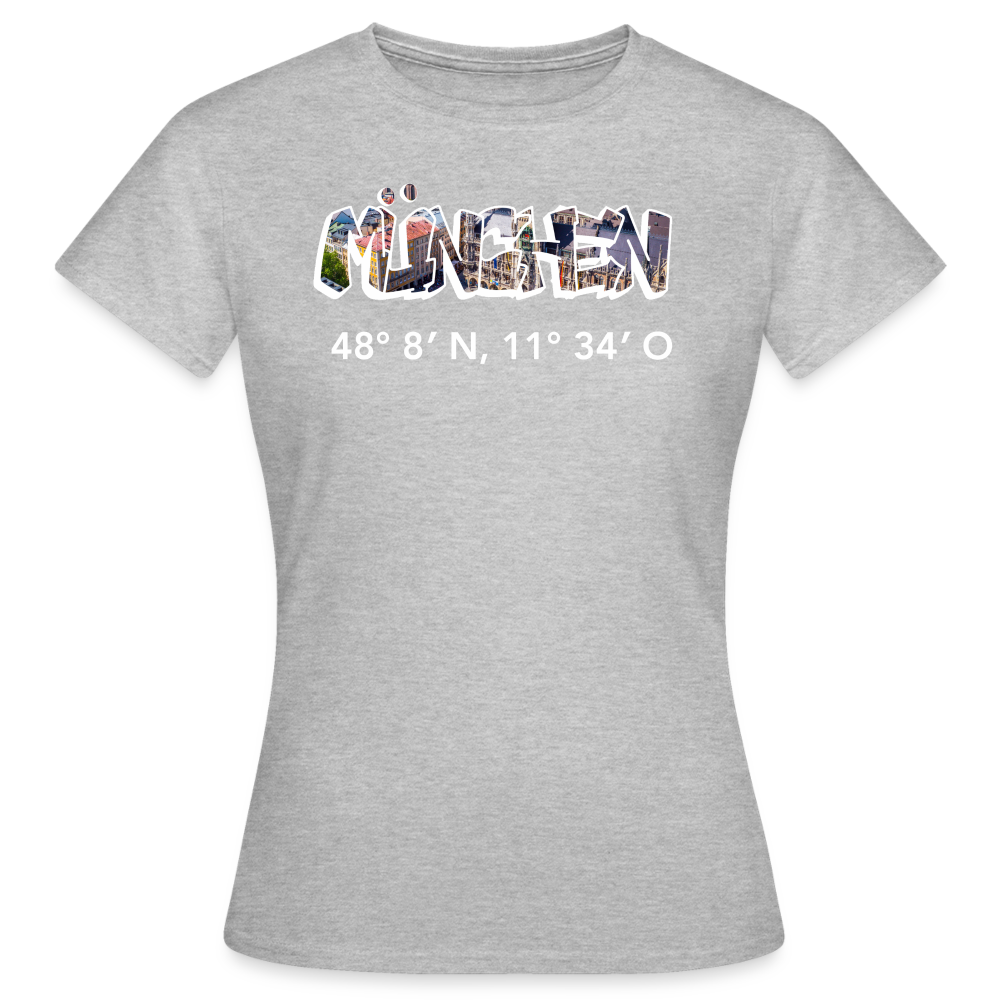 T-Shirt Ladies München "Graffiti Marienplatz GPS" Bright Edition - Grau meliert