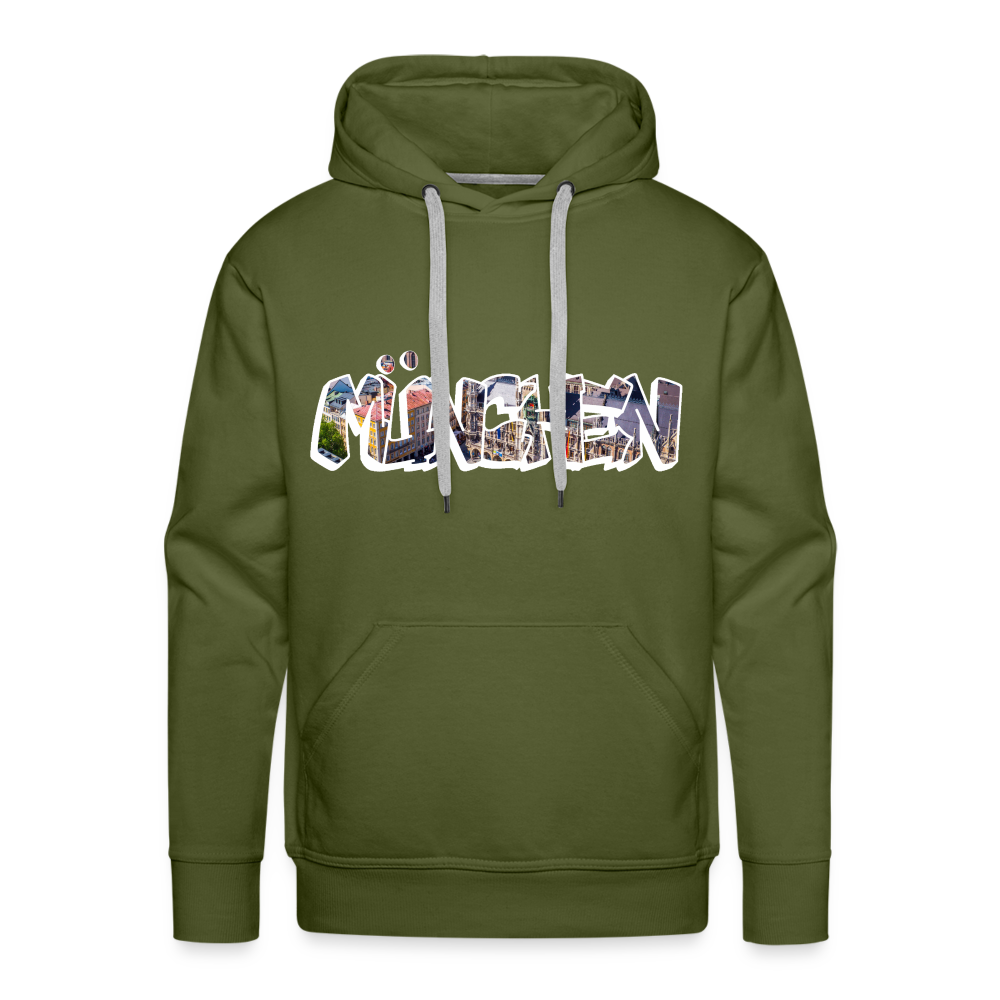 Hoodie München "Graffiti Marienplatz" Bright Edition - Olivgrün