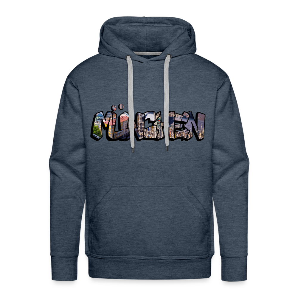 Hoodie München "Graffiti Marienplatz" Dark Edition - Jeansblau