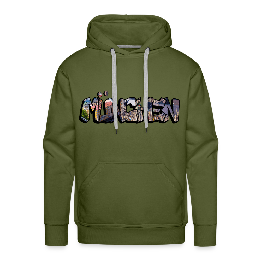 Hoodie München "Graffiti Marienplatz" Dark Edition - Olivgrün