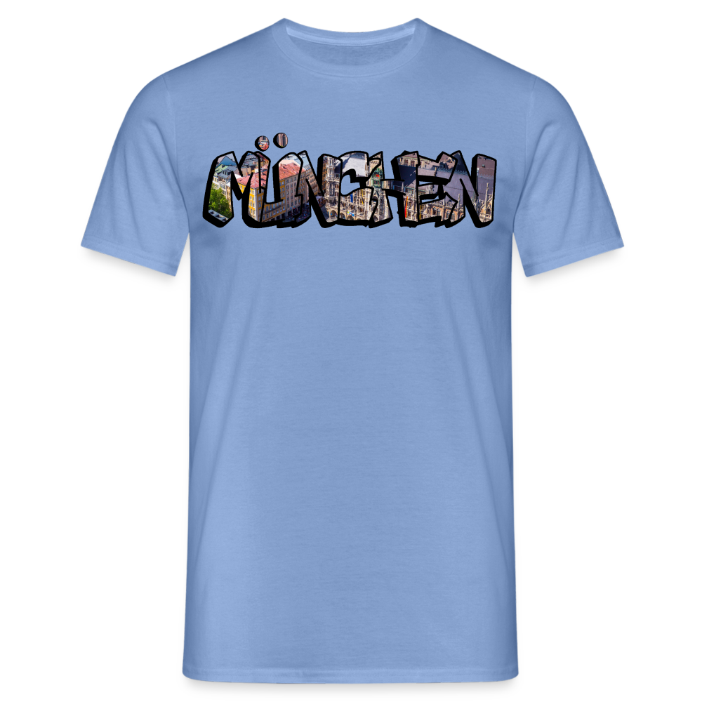 T-Shirt München "Graffiti Marienplatz" - carolina blue