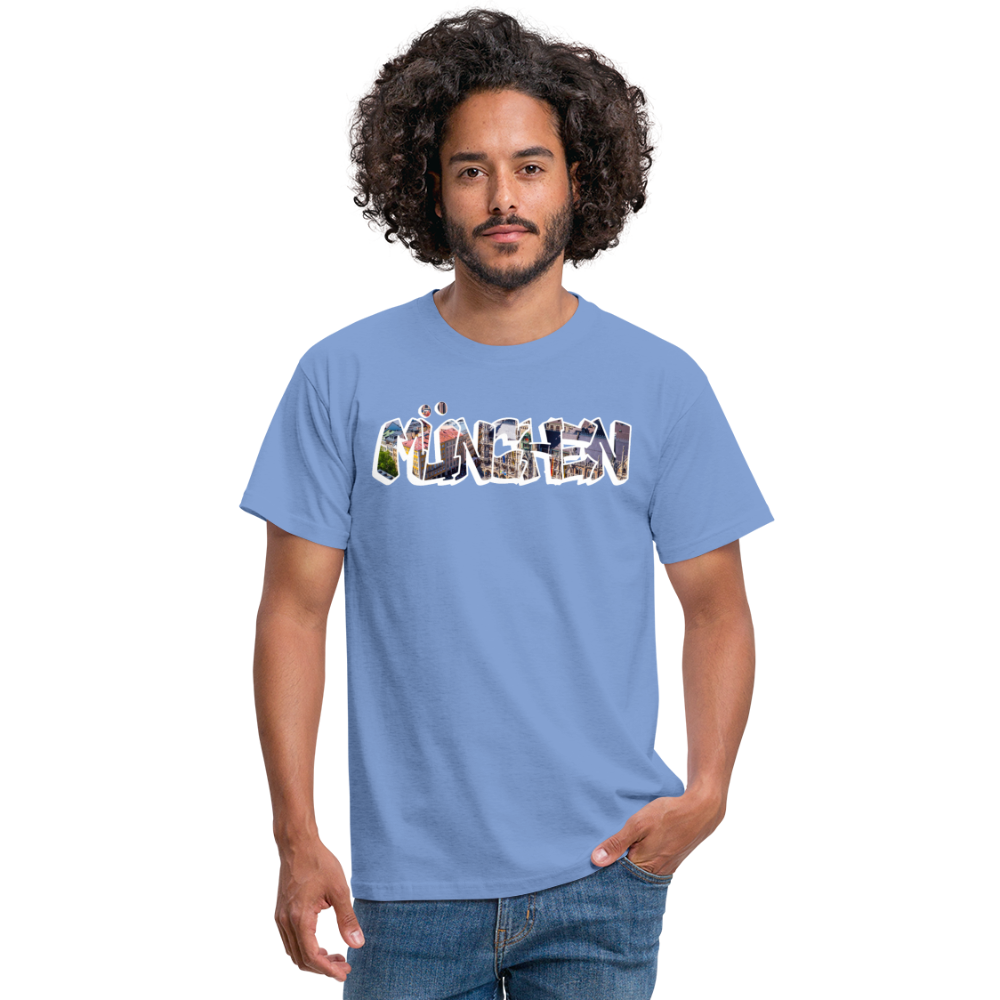 T-Shirt München "Graffiti Marienplatz" Bright Edition - carolina blue