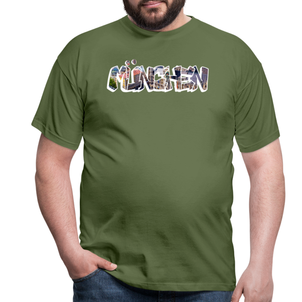 T-Shirt München "Graffiti Marienplatz" Bright Edition - Militärgrün