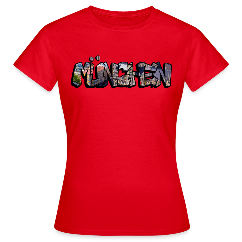 T-Shirt Ladies München "Graffiti Marienplatz" - Rot