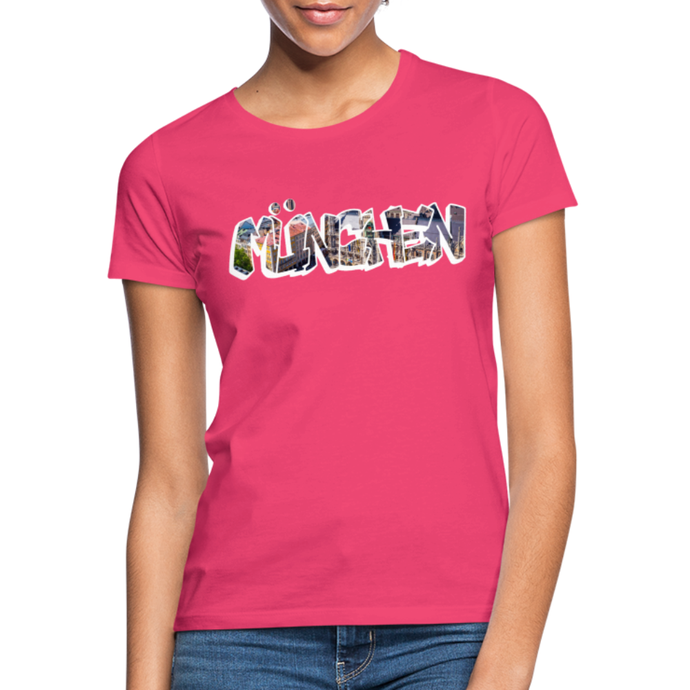 T-Shirt Ladies München "Graffiti Marienplatz" Bright Edition - Azalea