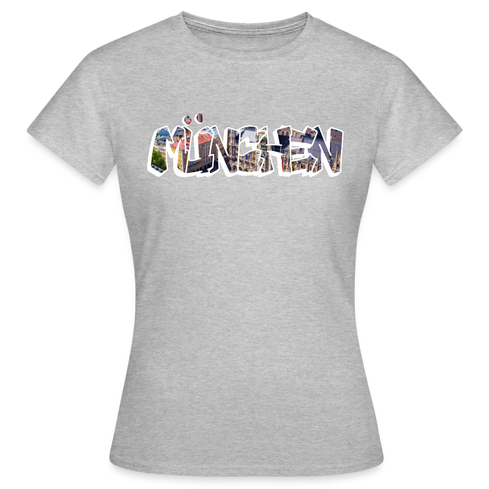 T-Shirt Ladies München "Graffiti Marienplatz" Bright Edition - Grau meliert