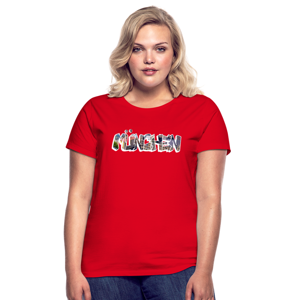 T-Shirt Ladies München "Graffiti Marienplatz" Bright Edition - Rot