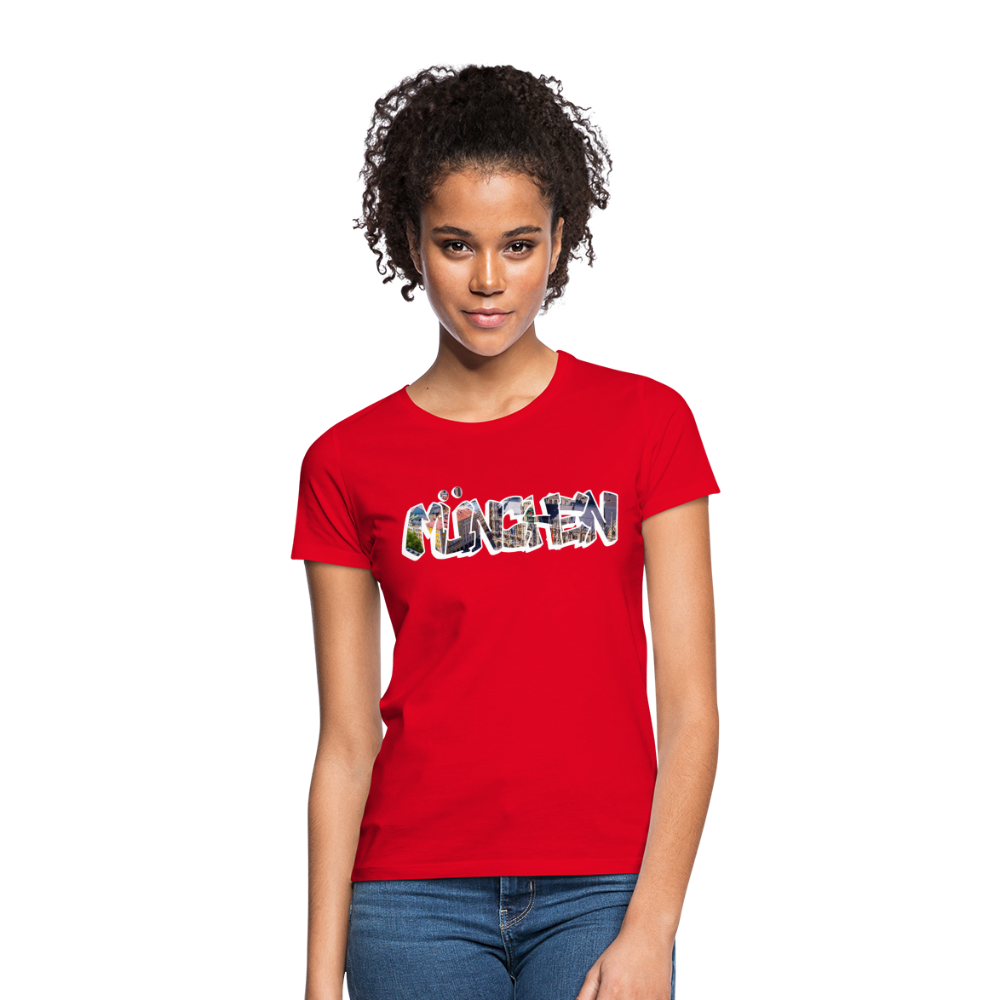 T-Shirt Ladies München "Graffiti Marienplatz" Bright Edition - Rot