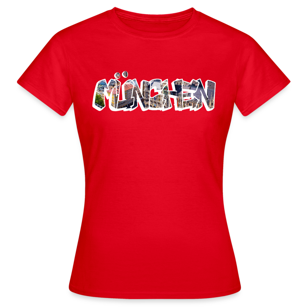 T-Shirt Ladies München "Graffiti Marienplatz" Bright Edition - Rot