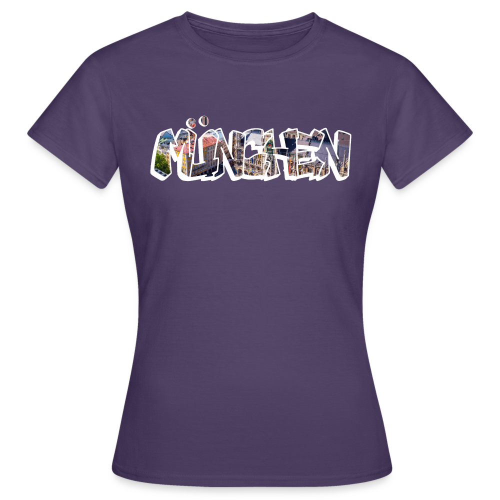T-Shirt Ladies München "Graffiti Marienplatz" Bright Edition - Dunkellila