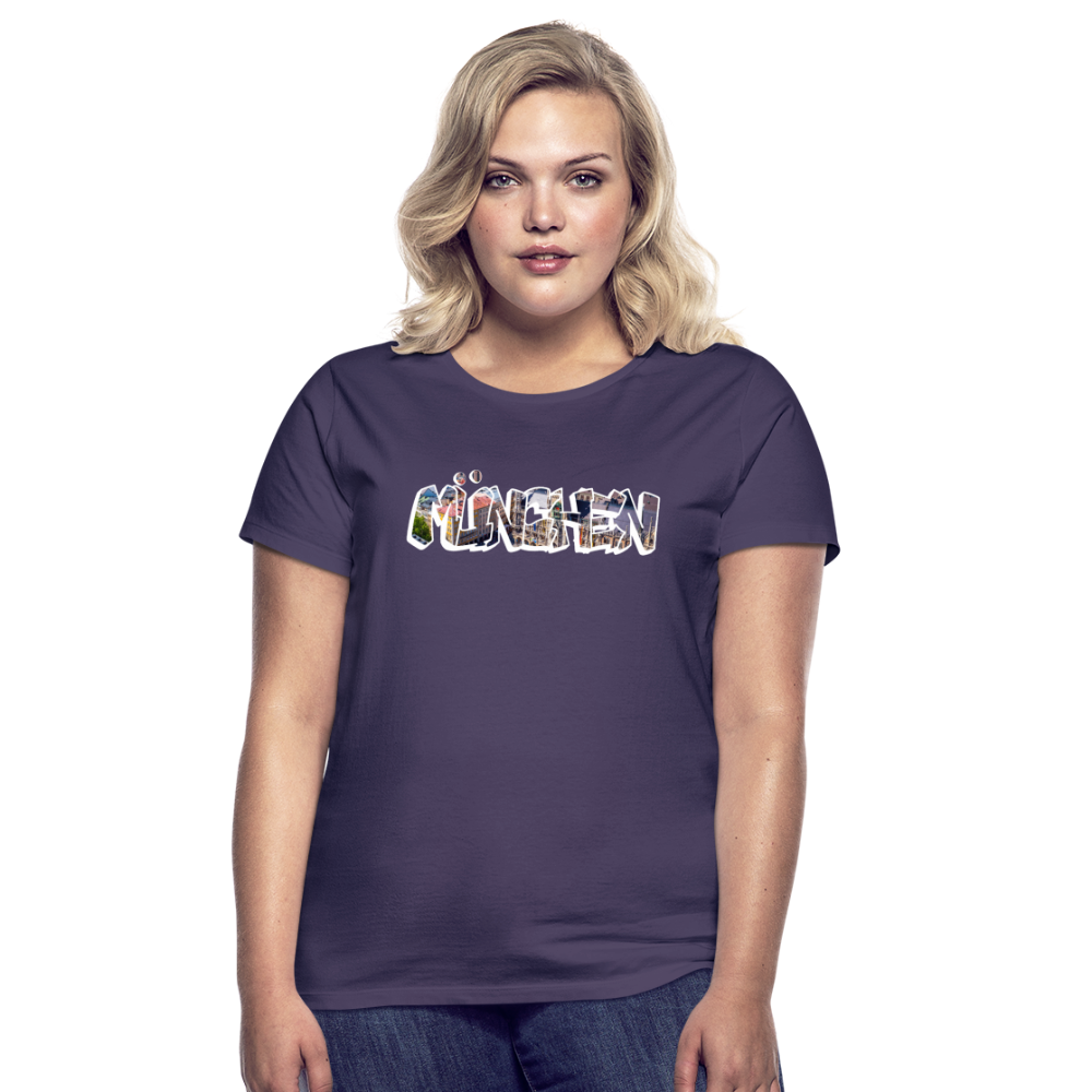 T-Shirt Ladies München "Graffiti Marienplatz" Bright Edition - Dunkellila