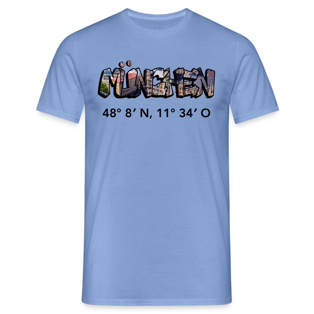 T-Shirt München "Graffiti Marienplatz GPS" - carolina blue