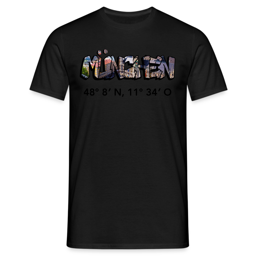 T-Shirt München "Graffiti Marienplatz GPS" - Schwarz
