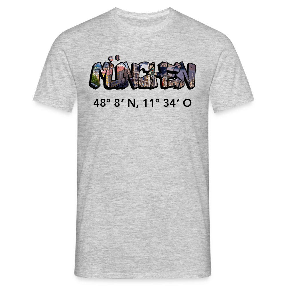 T-Shirt München "Graffiti Marienplatz GPS" - Grau meliert