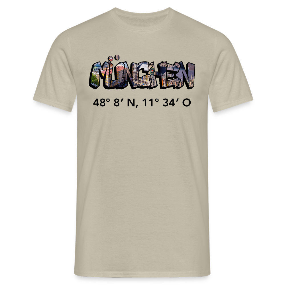T-Shirt München "Graffiti Marienplatz GPS" - Sandbeige
