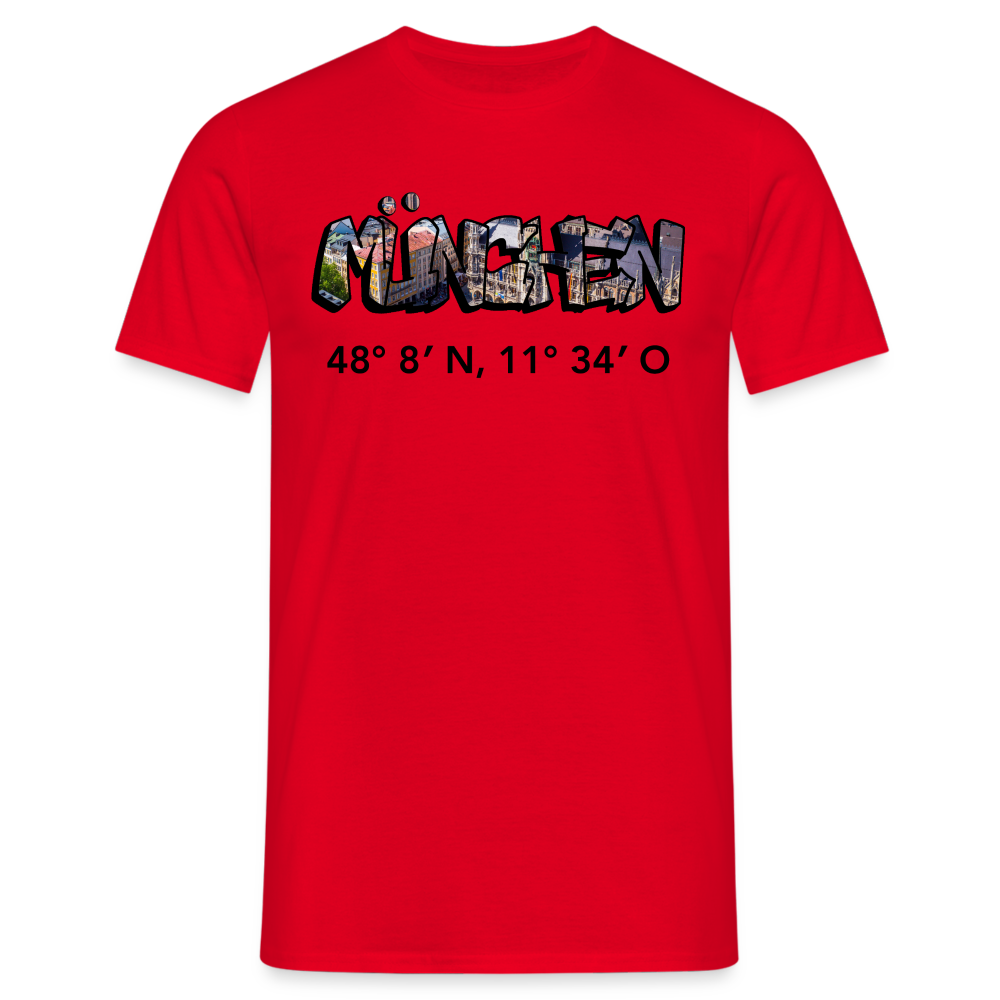 T-Shirt München "Graffiti Marienplatz GPS" - Rot