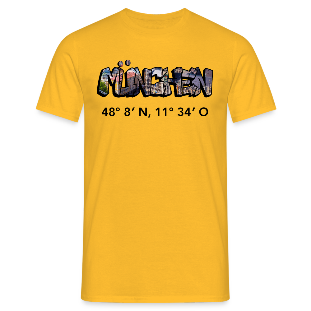T-Shirt München "Graffiti Marienplatz GPS" - Gelb