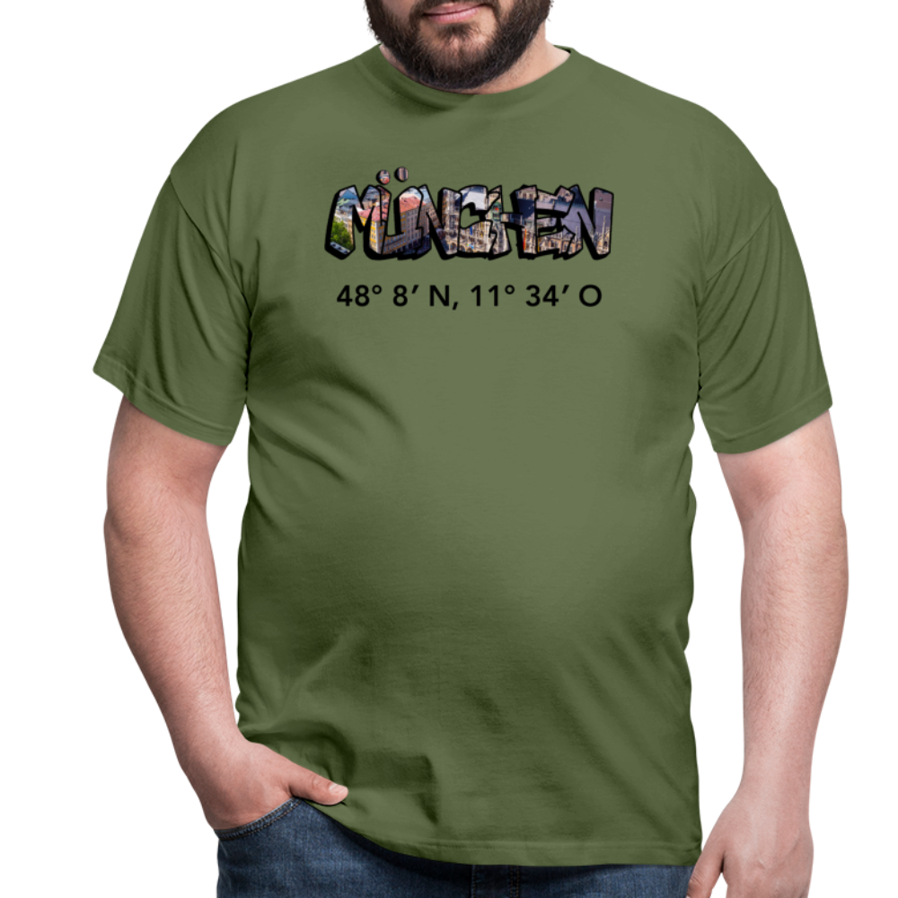 T-Shirt München "Graffiti Marienplatz GPS" - Militärgrün