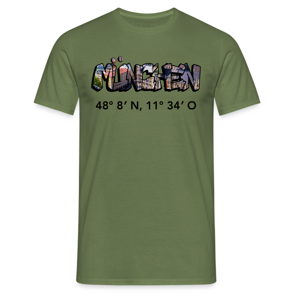 T-Shirt München "Graffiti Marienplatz GPS" - Militärgrün