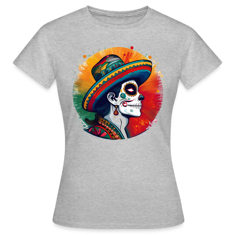 T-Shirt Ladies Mexico "La Catrina Side" - Grau meliert