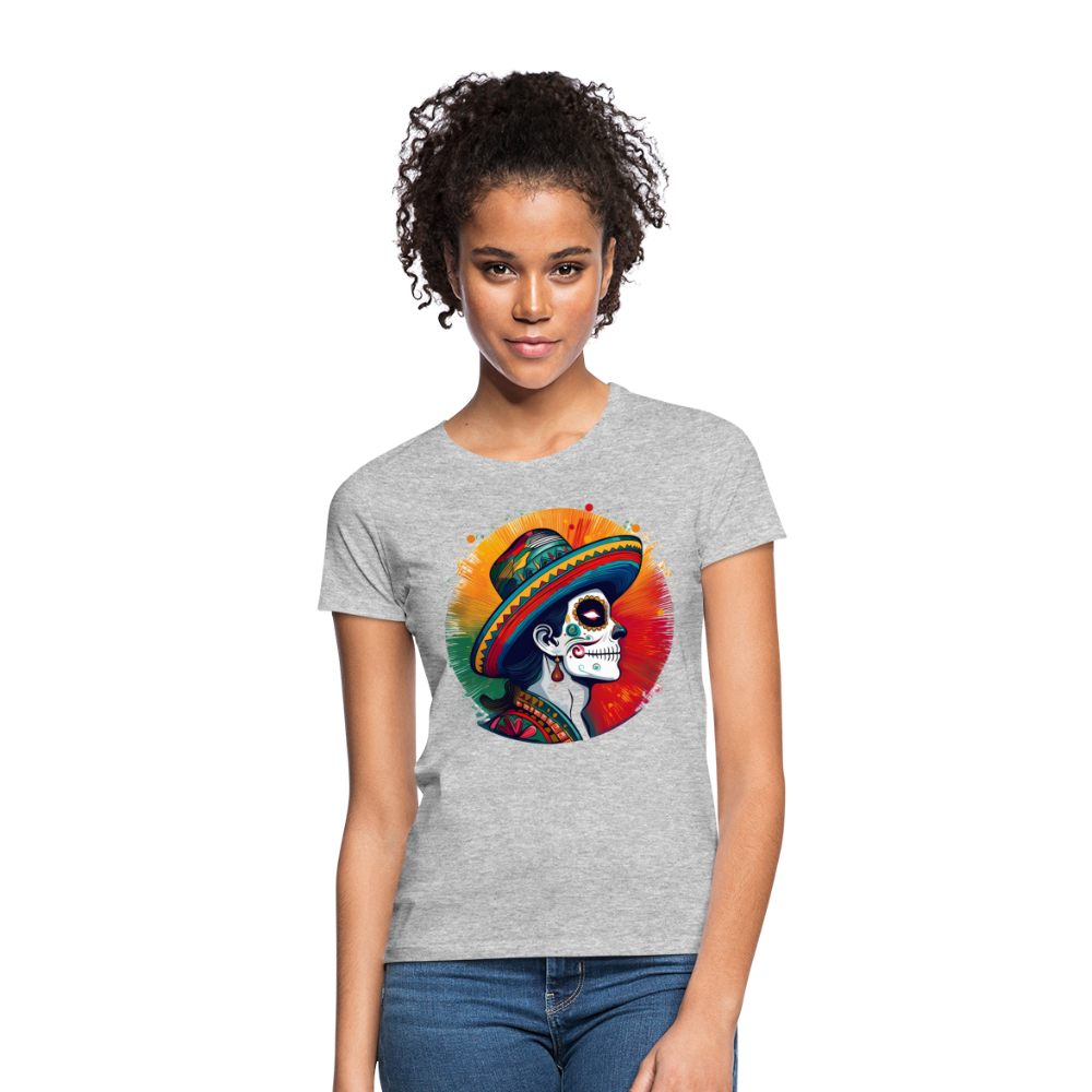 T-Shirt Ladies Mexico "La Catrina Side" - Grau meliert