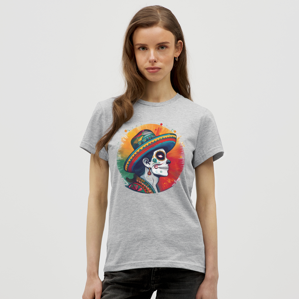 T-Shirt Ladies Mexico "La Catrina Side" - Grau meliert