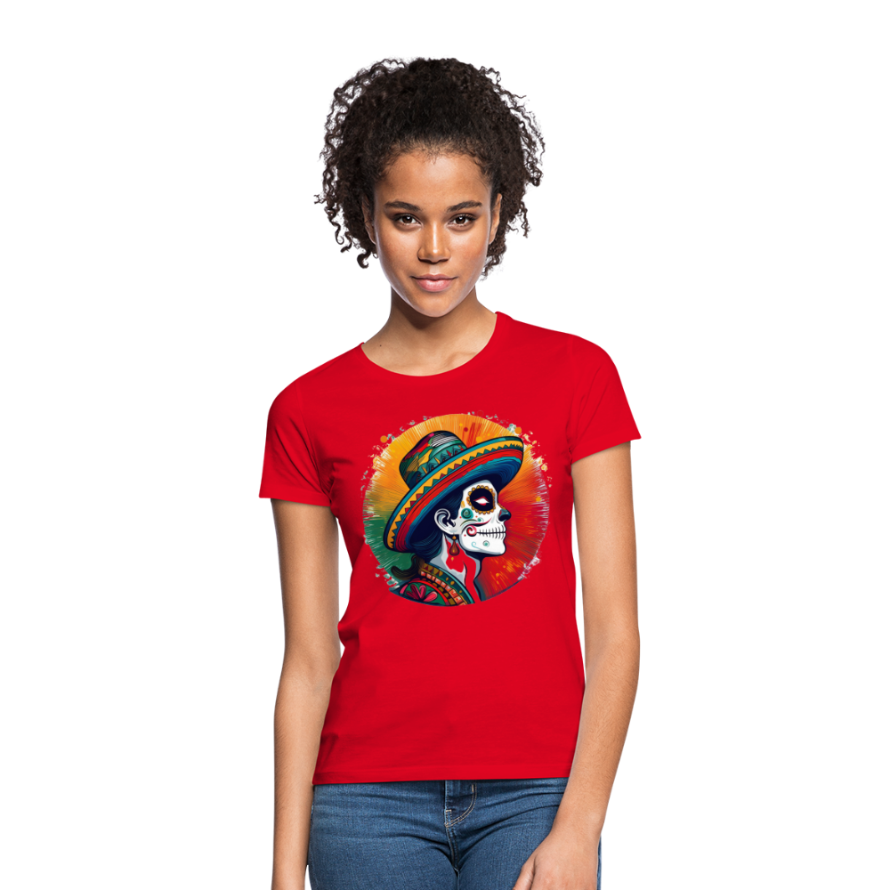 T-Shirt Ladies Mexico "La Catrina Side" - Rot