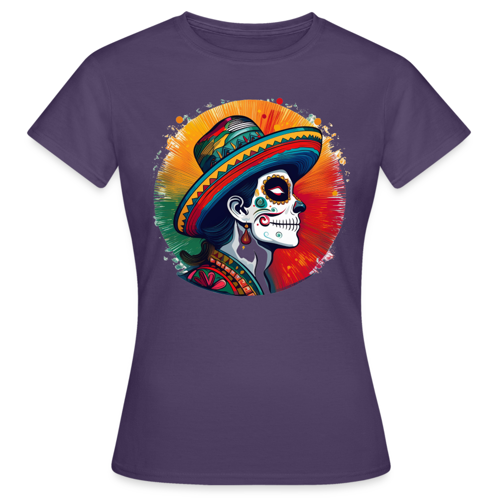 T-Shirt Ladies Mexico "La Catrina Side" - Dunkellila