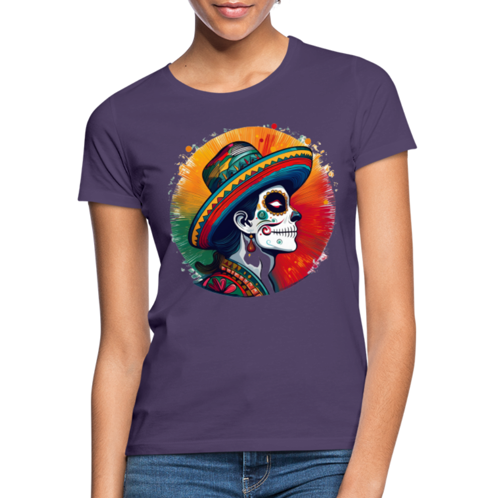 T-Shirt Ladies Mexico "La Catrina Side" - Dunkellila